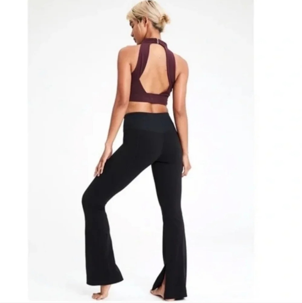 ATHLETA Barre Skinny Flare Split Hem Yoga Pants Leggings Black Powervita small T